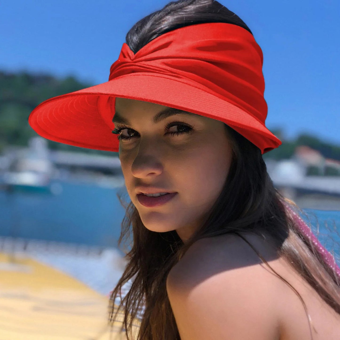 Women's Knot-Front Turban Visor — Soft Polyester