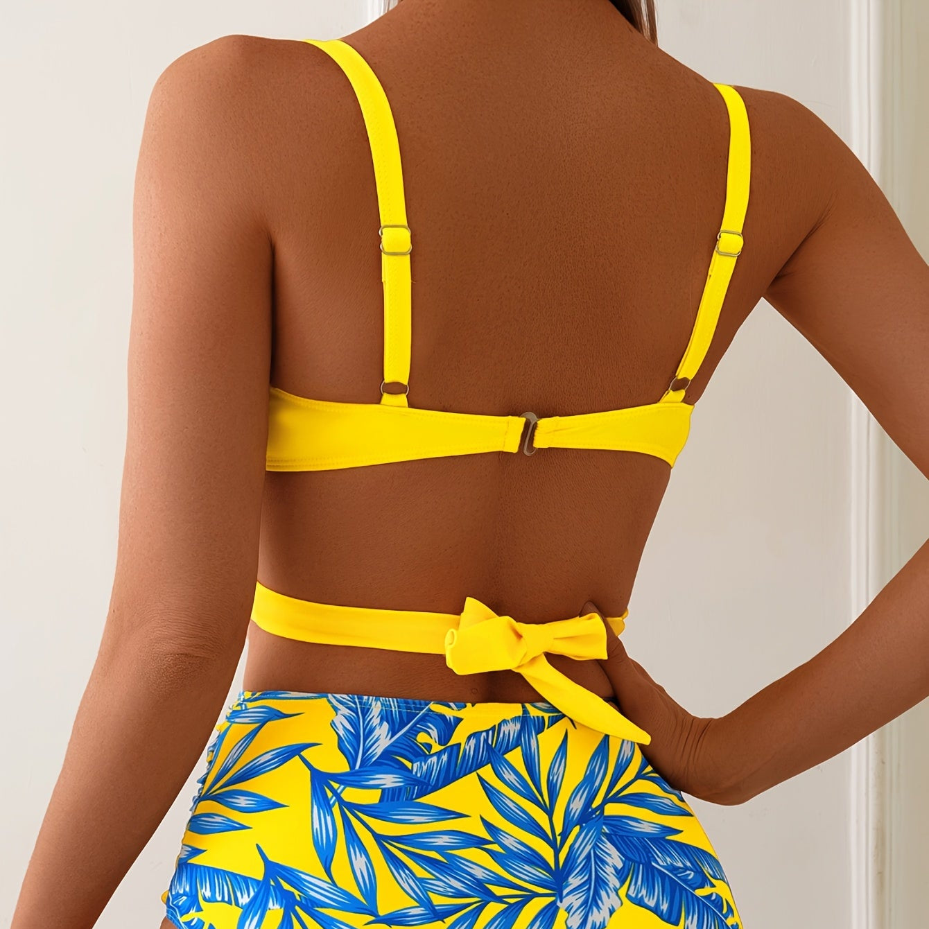 Island Flora – Cross-Strap Ruched Swimwear