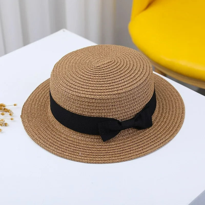 Breathable Boater Sun Hat with Ribbon