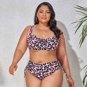 Animal Print Plus Size Bikini – Push-Up Underwire &amp; High-Waist Bottom