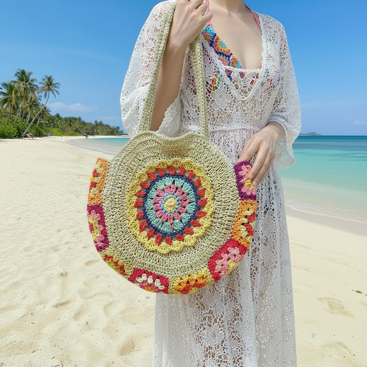 Aurora Crochet Straw Tote
