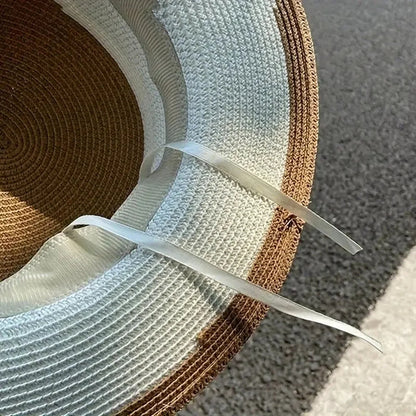 Women's Two-Tone Boater Straw Hat — Contrast Band