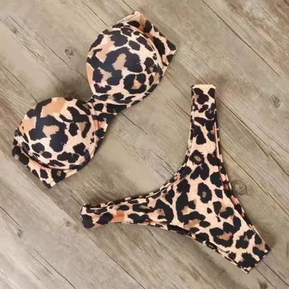 Brazilian Cut Leopard Push Up Bikini