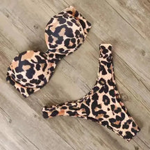 Brazilian Cut Leopard Push Up Bikini