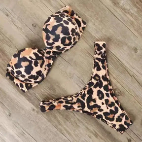 Brazilian Cut Leopard Push Up Bikini