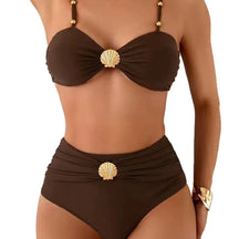 High-Waist Bikini with Shell Details