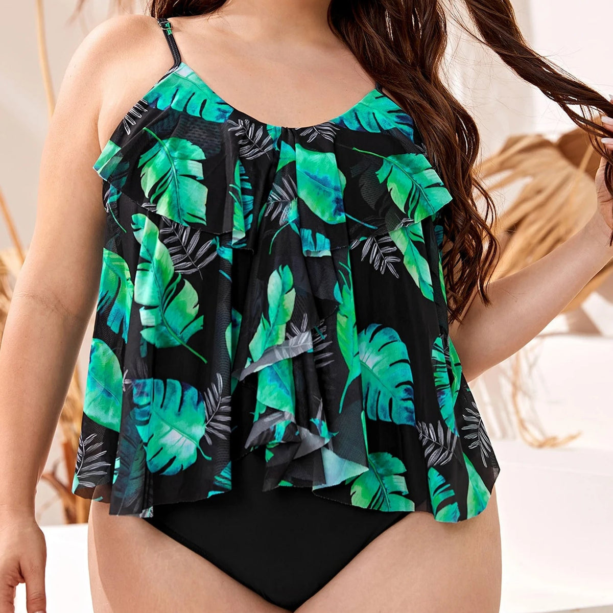 Women's Plus Size Floral Tankini f Set