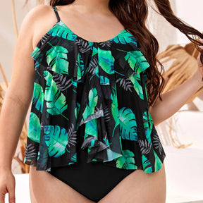 Women's Plus Size Floral Tankini f Set