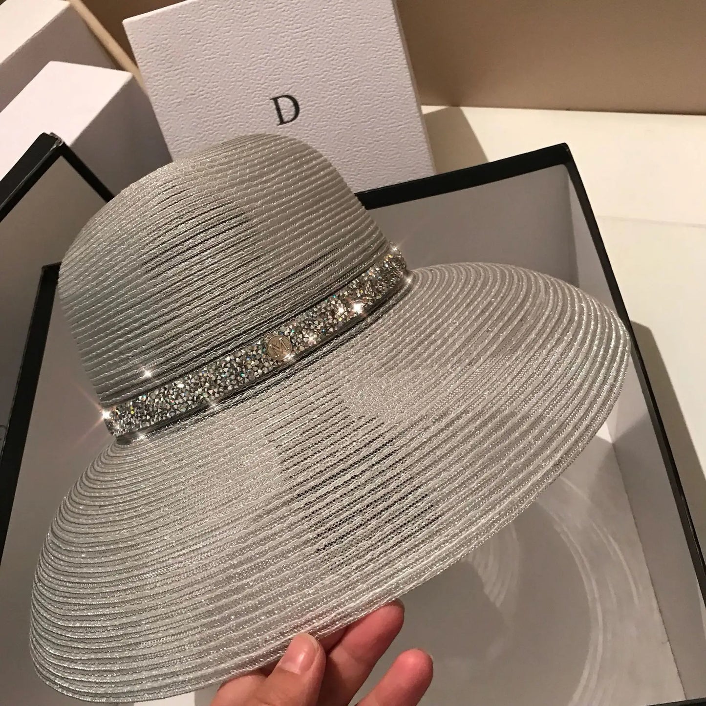 Women's Boater Straw Hat — Wide Grosgrain Ribbon