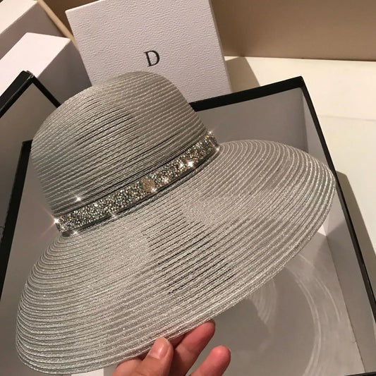 Women's Boater Straw Hat — Wide Grosgrain Ribbon