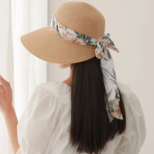 Floral Bow Wide Brim Sun Hat