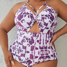 Tropical Bloom Cut-Out One-Piece — Plus Size