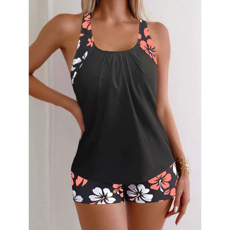 Black Base Floral Tankini