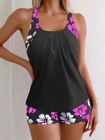 Black Base Floral Tankini