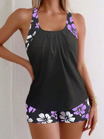 Black Base Floral Tankini