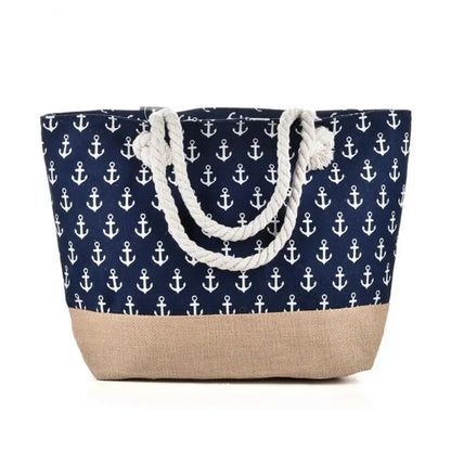 Striped Canvas Beach Tote with Rope Handles