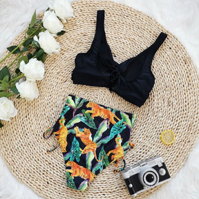Fleur de Soleil — Floral High-Waist Bikini Set