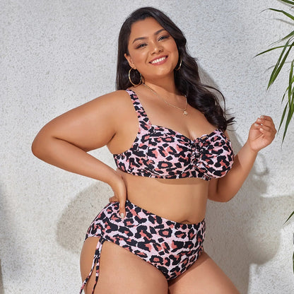 Animal Print Plus Size Bikini – Push-Up Underwire &amp; High-Waist Bottom