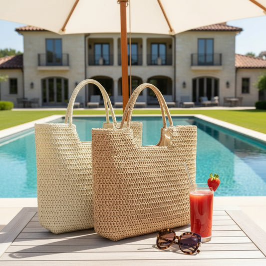 Handwoven Straw Beach Tote
