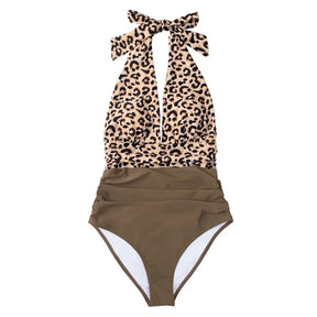 Glamour Leopard Halter One-Piece Swimsuit
