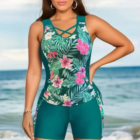 Floral Cross-Front Tankini