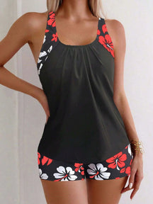 Black Base Floral Tankini