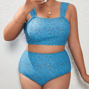 Princess Neckline Plus Size Bikini – High-Waist Bottom
