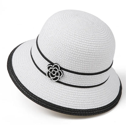 Women's Wide-Brim Straw Sun Hat — Oversized Bow