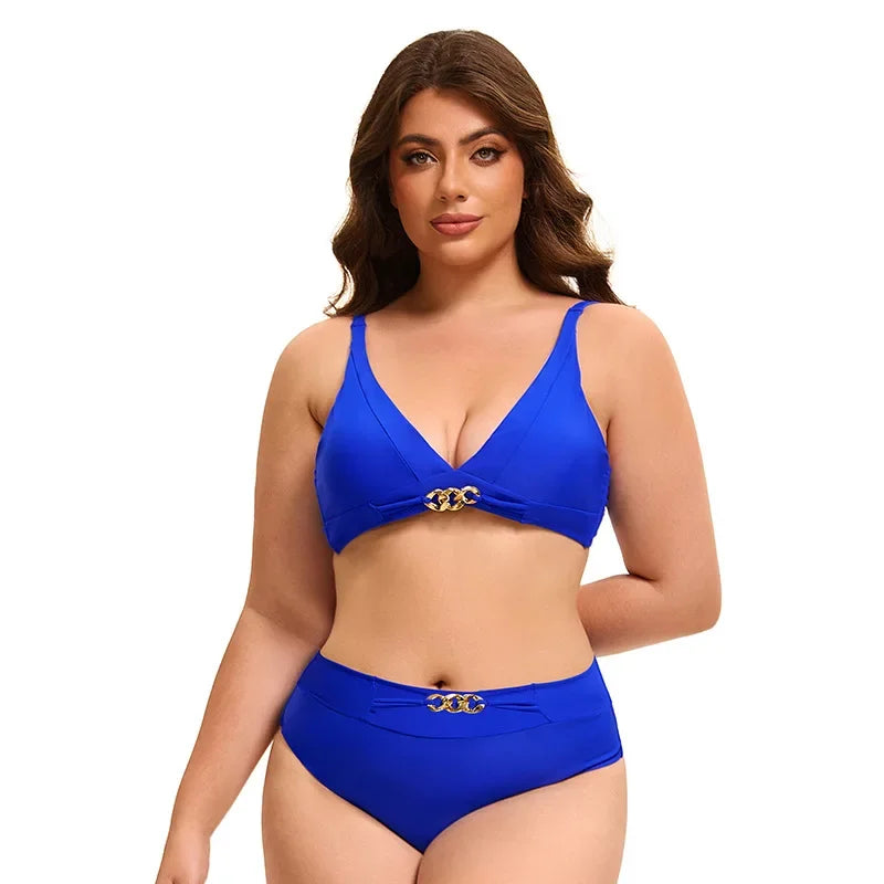 Women's Plus Size Solid Bikini Set