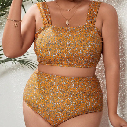 Princess Neckline Plus Size Bikini – High-Waist Bottom