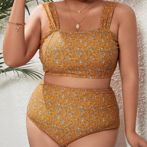 Princess Neckline Plus Size Bikini – High-Waist Bottom