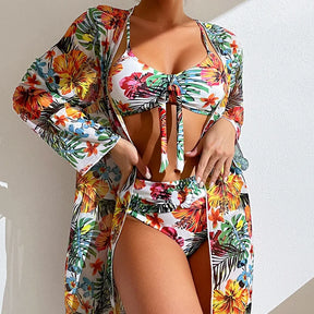 Boho Essence – 3-Piece Bikini Set with Cover-Up
