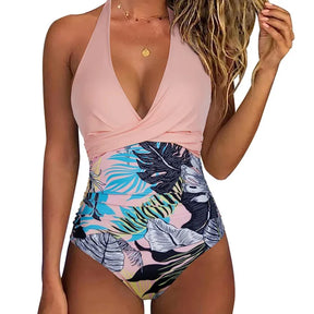 Nala one-shoulder top with V-neckline and various prints