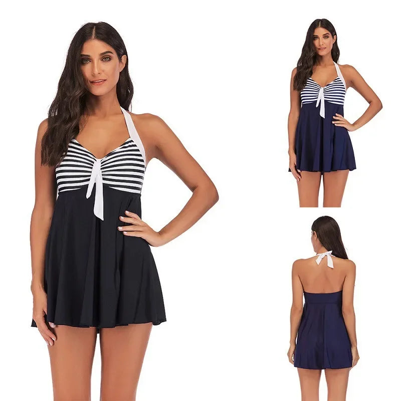 Vivare Striped Halter Tankini Set