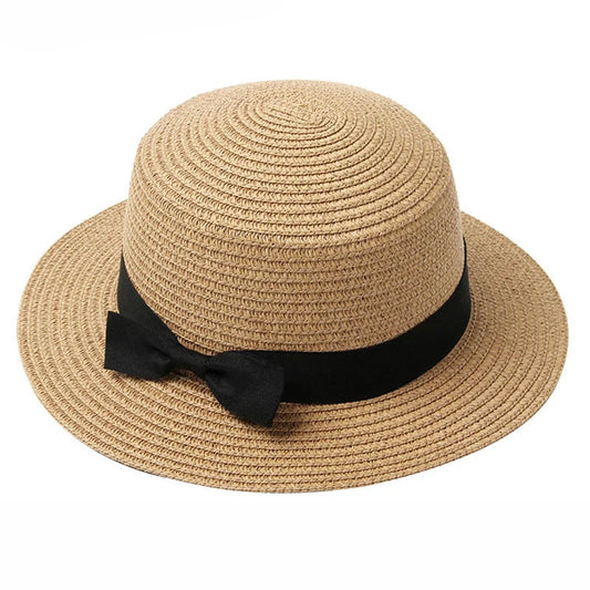 Breathable Boater Sun Hat with Ribbon
