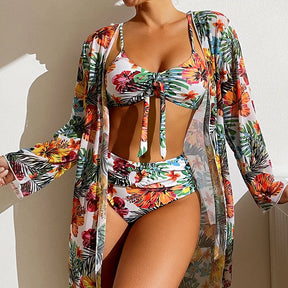 Boho Essence – 3-Piece Bikini Set with Cover-Up