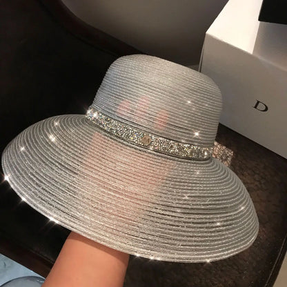 Women's Boater Straw Hat — Wide Grosgrain Ribbon