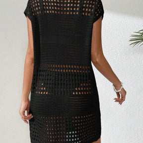 Plus Size V-Neck Solid Color Knit Dress — Elegant  Summer Casual