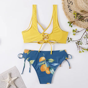 Aurea — High-Waist Bikini Set with Matching Cover-Up