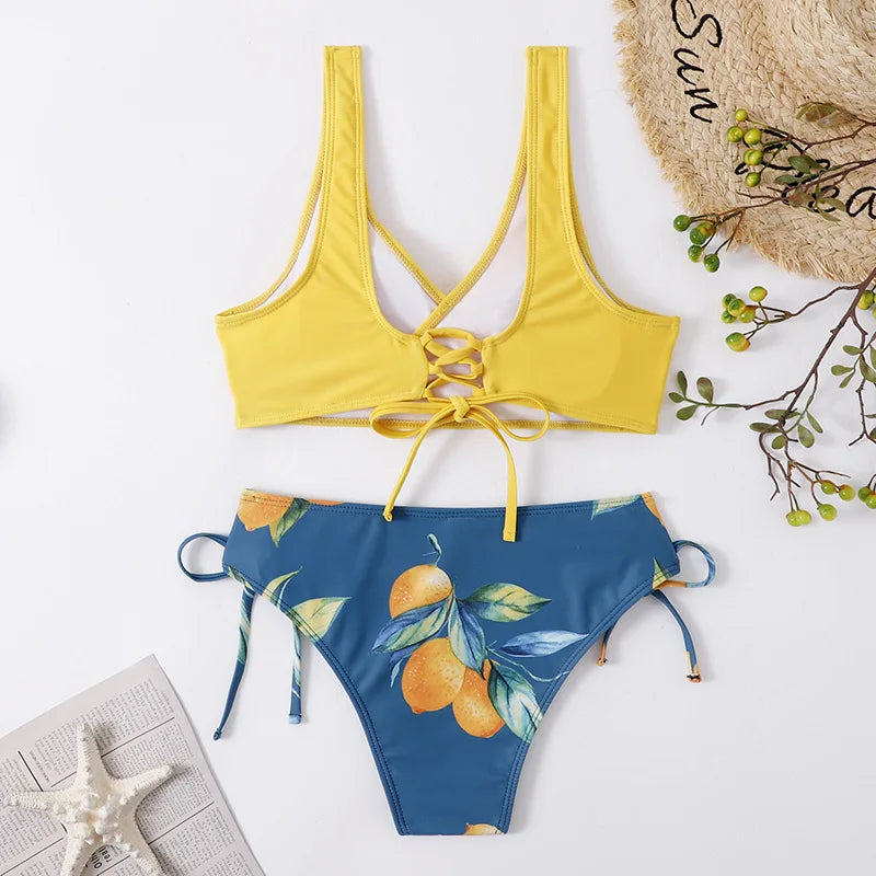 Aurea — High-Waist Bikini Set with Matching Cover-Up