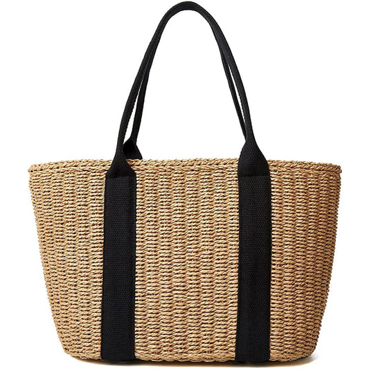 Handwoven Straw-Rope Tote with Drawstring