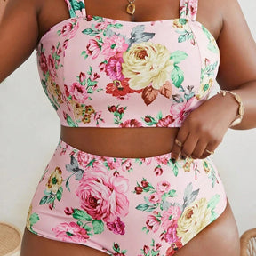 Princess Neckline Plus Size Bikini – High-Waist Bottom