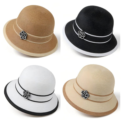 Women's Wide-Brim Straw Sun Hat — Oversized Bow