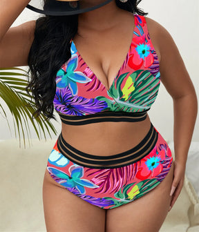 Modern black floral bikini