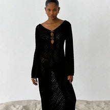 Aura Serena – Long Sheer Knit Cover-Up Dress