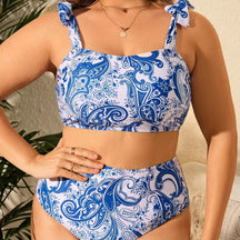 Princess Neckline Plus Size Bikini – High-Waist Bottom