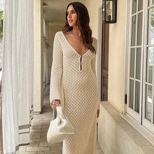 Aura Serena – Long Sheer Knit Cover-Up Dress
