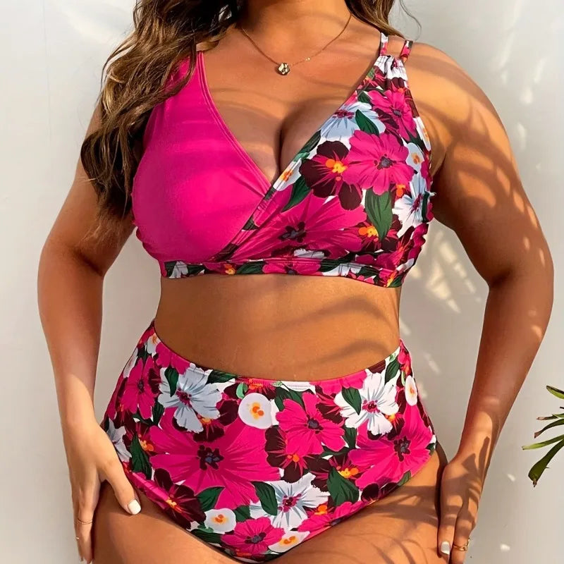 Bold Tropic Energy – Plus Size Push-Up Bikini Set