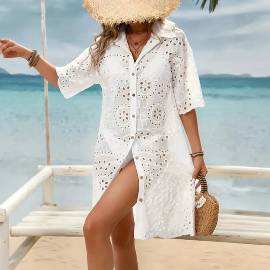 White Grace – Embroidered Beach Cover-Up
