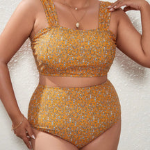Princess Neckline Plus Size Bikini – High-Waist Bottom